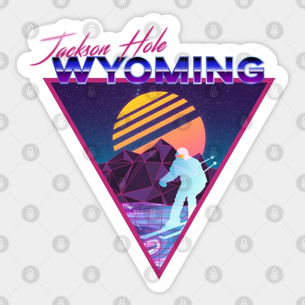 Retro Vaporwave Ski Mountain | Jackson Hole Wyoming | Shirts, Stickers, and More! Sticker by KlehmInTime